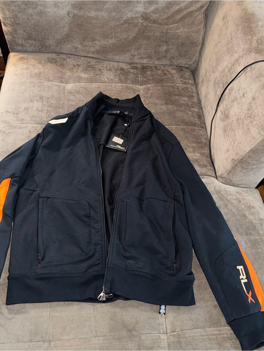 RLX Ralph Lauren Navy Performance Jacket with Orange Accents